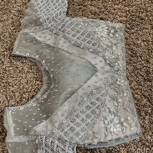 Silver all beaded lengha